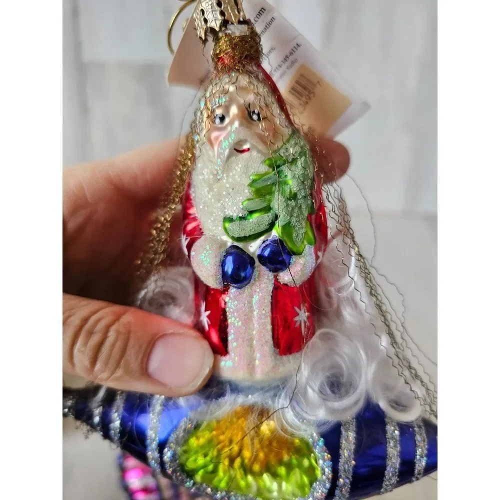 Radko rocket rider reflector Santa 2002 tinsel ornament Xmas tree‎